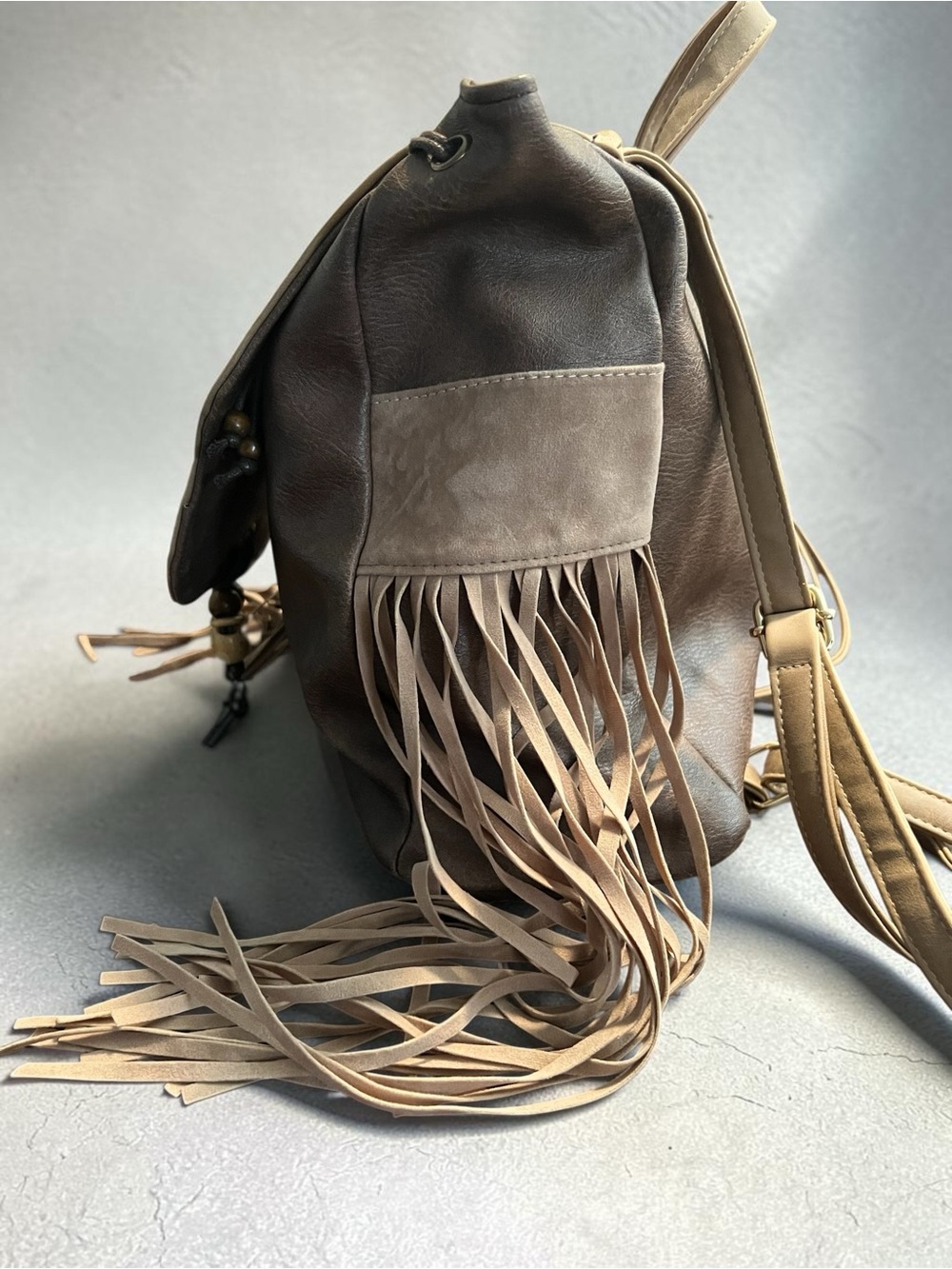 Boho Chic Embroidered Fringe Backpack - Picture 7 of 11